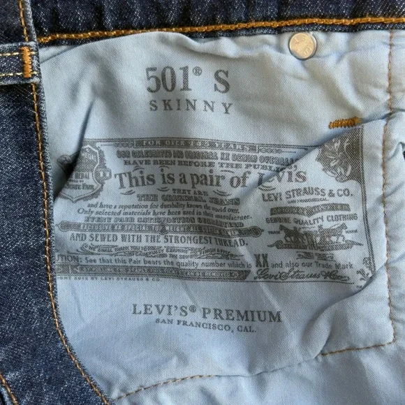 Levi's 501 Skinny Jeans Womens Size 24 Dark Wash Premium Denim New with Tags - Picture 4 of 9